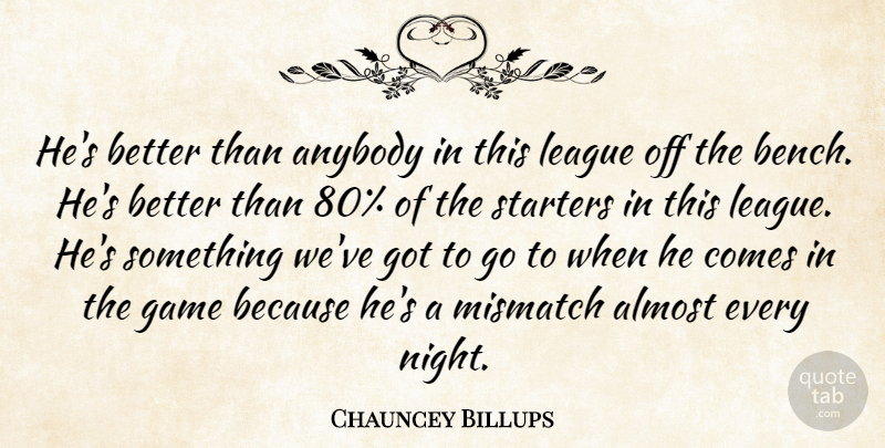 Chauncey Billups Quote About Almost, Anybody, Game, League, Starters: Hes Better Than Anybody In...