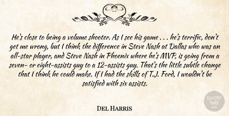 Del Harris Quote About Change, Close, Dallas, Difference, Game: Hes Close To Being A...