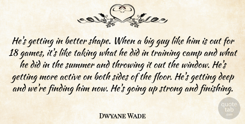 Dwyane Wade Quote About Active, Both, Camp, Deep, Finding: Hes Getting In Better Shape...