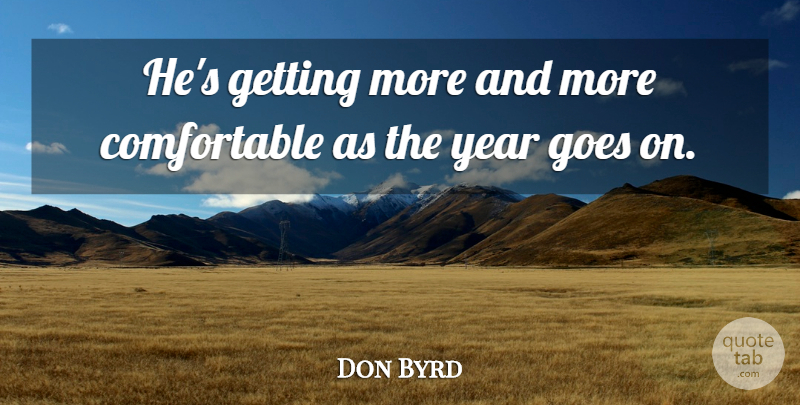 Don Byrd Quote About Goes, Year: Hes Getting More And More...