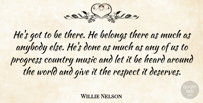 Willie Nelson Quote About Anybody, Belongs, Country, Heard, Music: Hes Got To Be There...