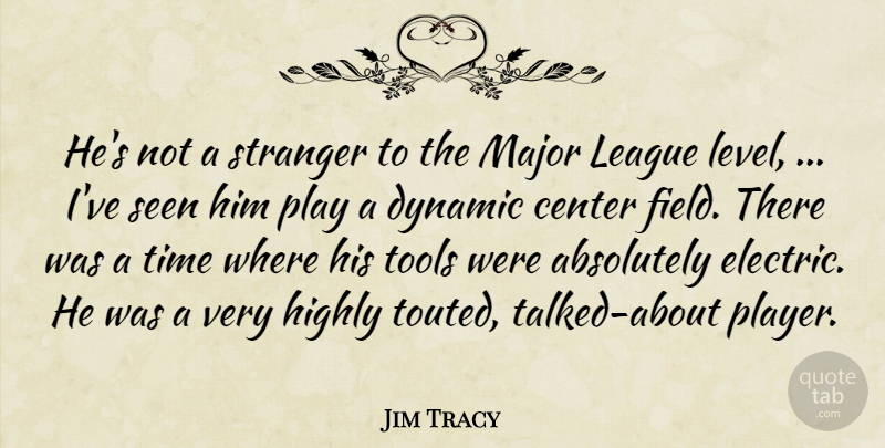 Jim Tracy Quote About Absolutely, Center, Dynamic, Highly, League: Hes Not A Stranger To...