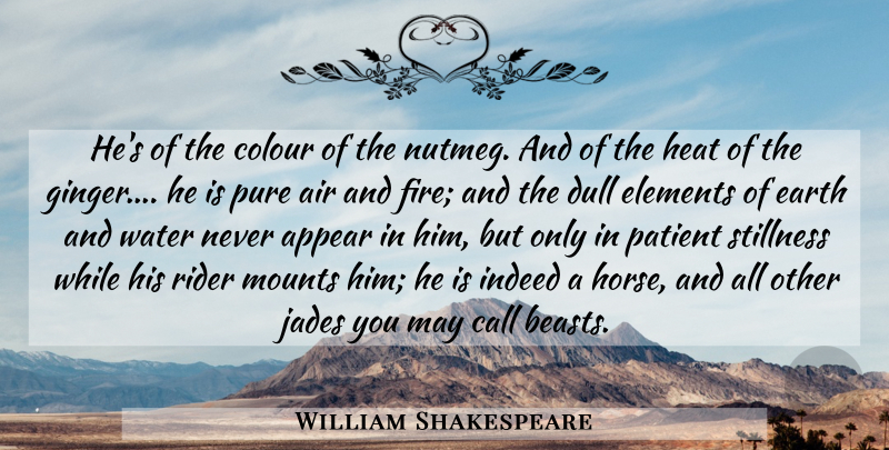 William Shakespeare Quote About Horse, Air, Fire: Hes Of The Colour Of...