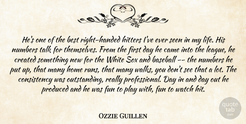 Ozzie Guillen Quote About Baseball, Best, Came, Consistency, Created: Hes One Of The Best...