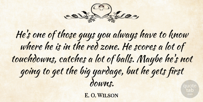 E. O. Wilson Quote About Gets, Guys, Maybe, Red, Scores: Hes One Of Those Guys...