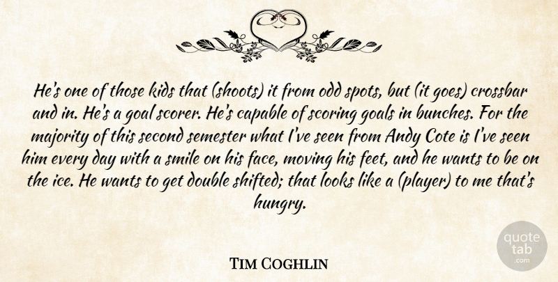 Tim Coghlin Quote About Andy, Capable, Double, Goal, Goals: Hes One Of Those Kids...