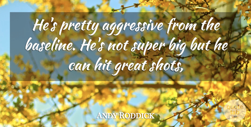 Andy Roddick Quote About Aggressive, Great, Hit, Super: Hes Pretty Aggressive From The...