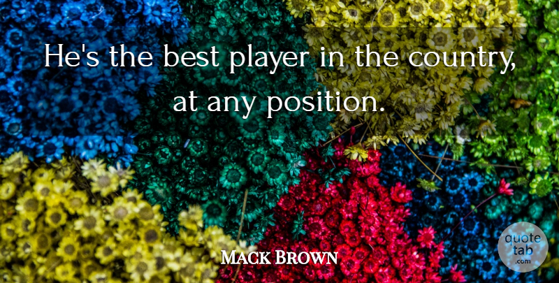 Mack Brown Quote About Best, Player: Hes The Best Player In...