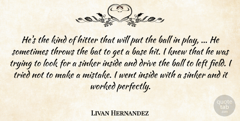 Livan Hernandez Quote About Ball, Base, Bat, Drive, Hitter: Hes The Kind Of Hitter...