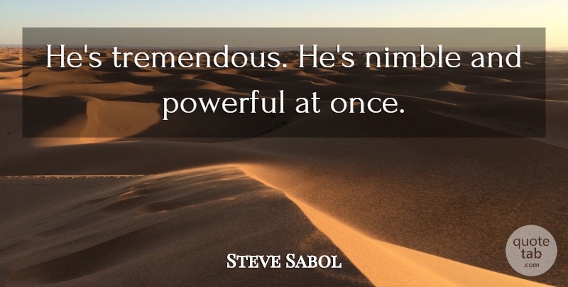 Steve Sabol Quote About Powerful: Hes Tremendous Hes Nimble And...
