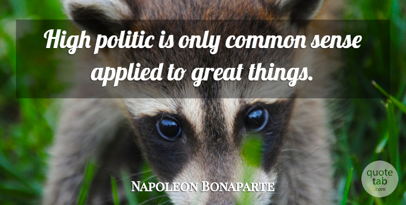 Napoleon Bonaparte Quote About Power, Common Sense, Common: High Politic Is Only Common...
