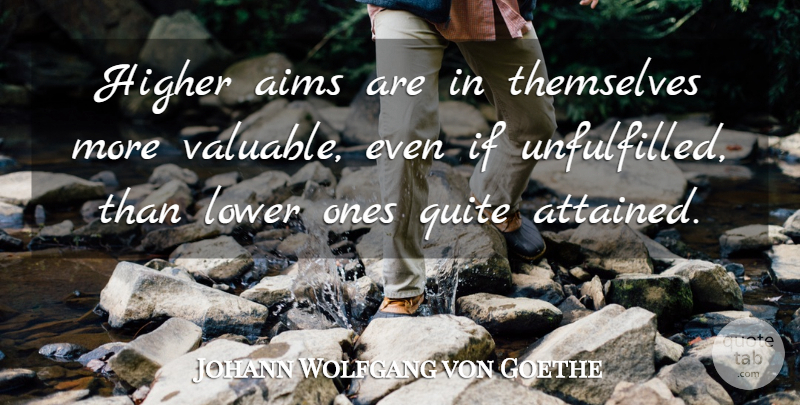 Johann Wolfgang von Goethe Quote About Aim, Valuable, Higher: Higher Aims Are In Themselves...