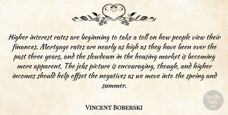Vincent Boberski Quote About Becoming, Beginning, Help, Higher, Housing: Higher Interest Rates Are Beginning...