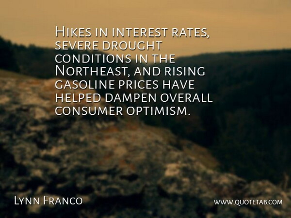 Lynn Franco Quote About Conditions, Consumer, Drought, Gasoline, Helped: Hikes In Interest Rates Severe...