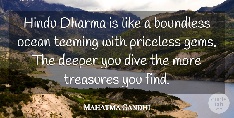 Mahatma Gandhi Quote About Ocean, Treasure, Priceless: Hindu Dharma Is Like A...