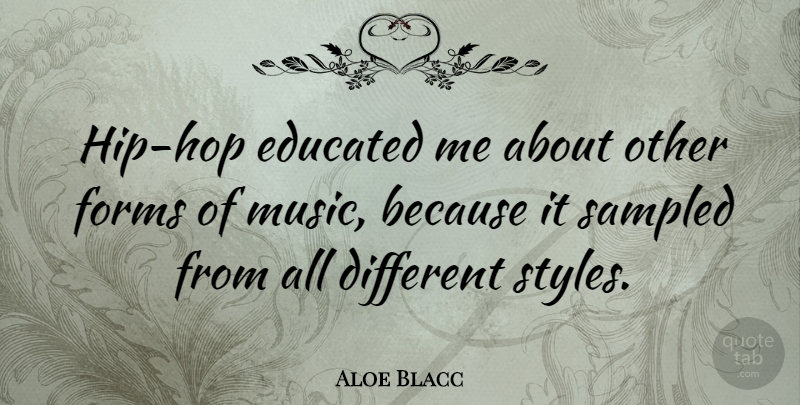 Aloe Blacc Quote About Hip Hop, Style, Different: Hip Hop Educated Me About...