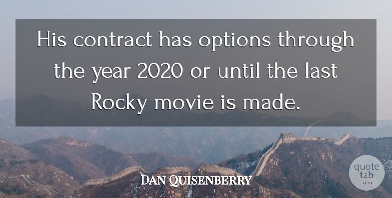 Dan Quisenberry Quote About Contract, Last, Options, Rocky, Until: His Contract Has Options Through...