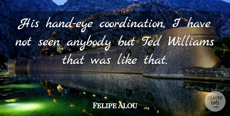 Felipe Alou Quote About Anybody, Seen, Ted, Williams: His Hand Eye Coordination I...