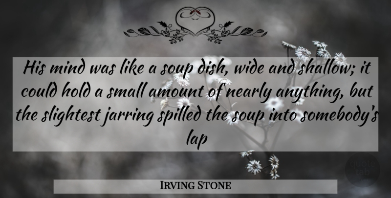 Irving Stone Quote About Mind, Soup, Lap: His Mind Was Like A...
