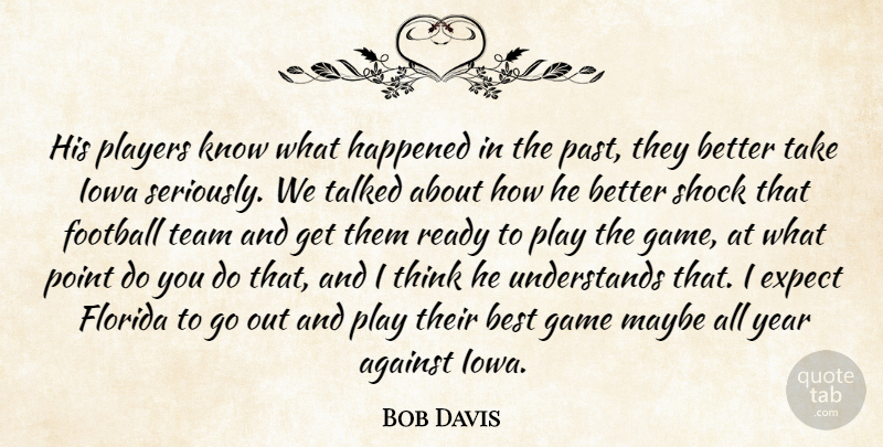 Bob Davis Quote About Against, Best, Expect, Florida, Football: His Players Know What Happened...