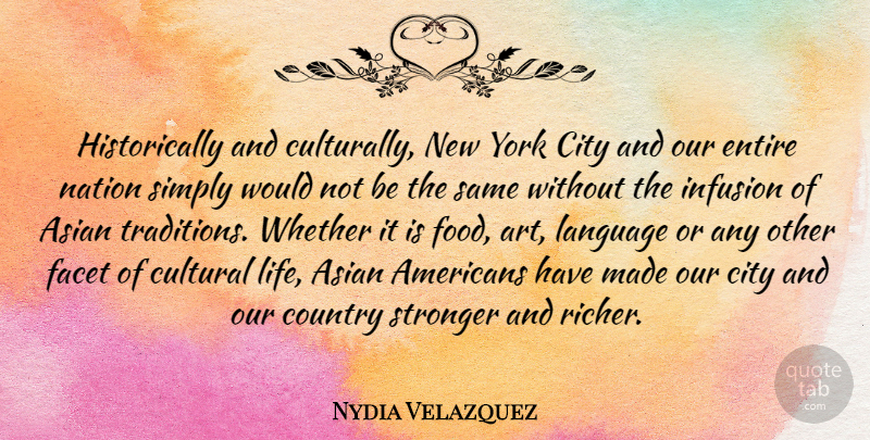 Nydia Velazquez Quote About Art, Asian, City, Country, Cultural: Historically And Culturally New York...