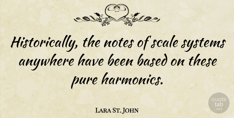 Lara St. John Quote About Anywhere, Based, Scale: Historically The Notes Of Scale...
