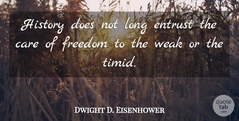 Dwight D. Eisenhower Quote About Veterans Day, Freedom, Military: History Does Not Long Entrust...