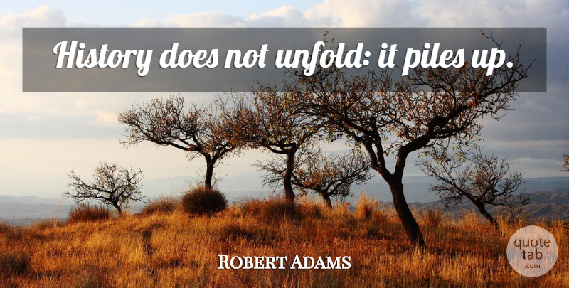 Robert Adams Quote About Doe: History Does Not Unfold It...