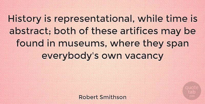 Robert Smithson Quote About Museums, May, Vacancy: History Is Representational While Time...