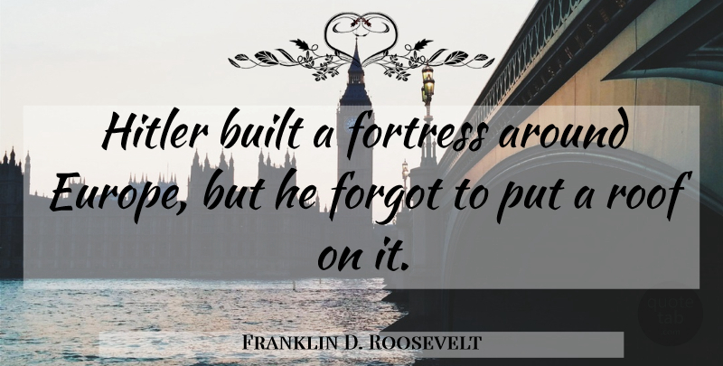 Franklin D. Roosevelt Quote About Europe, Air Power, Fortresses: Hitler Built A Fortress Around...