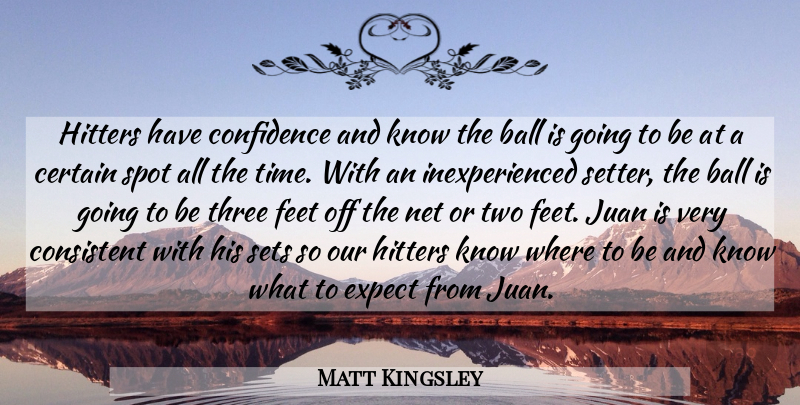 Matt Kingsley Quote About Ball, Certain, Confidence, Consistent, Expect: Hitters Have Confidence And Know...