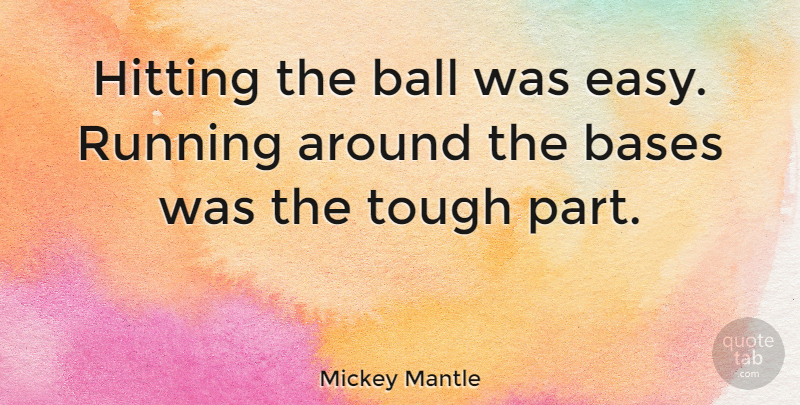 Mickey Mantle Quote About Sports, Baseball, Running: Hitting The Ball Was Easy...