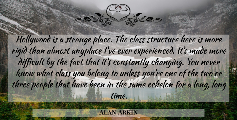 Alan Arkin Quote About Strange Places, Class, Two: Hollywood Is A Strange Place...