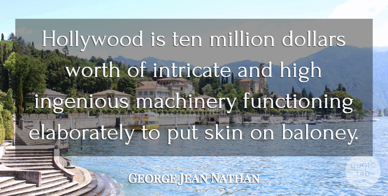 George Jean Nathan Quote About Skins, Dollars, Hollywood: Hollywood Is Ten Million Dollars...