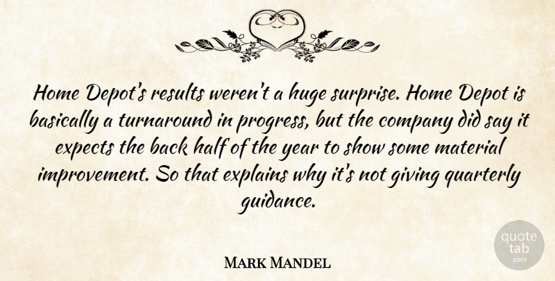 Mark Mandel Quote About Basically, Company, Expects, Explains, Giving: Home Depots Results Werent A...