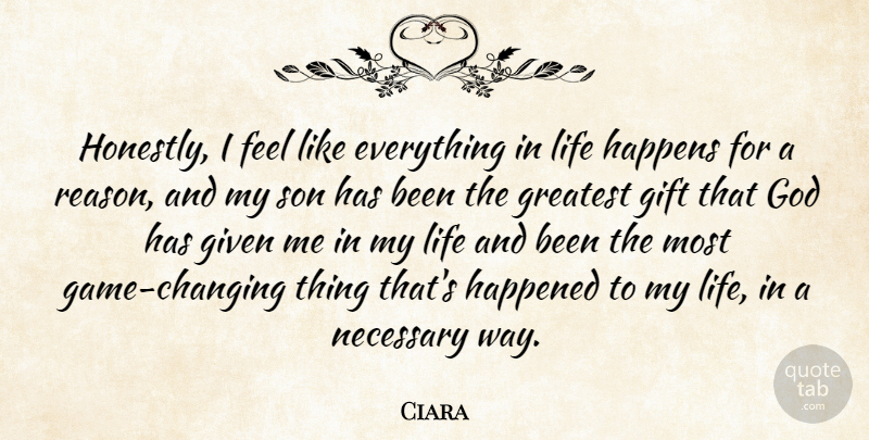 Ciara Quote About Gift, Given, God, Greatest, Happened: Honestly I Feel Like Everything...