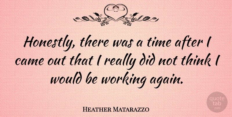Heather Matarazzo Quote About Thinking, Would Be, Honestly: Honestly There Was A Time...