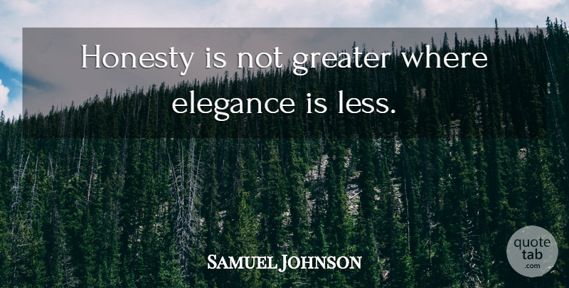 Samuel Johnson Quote About Elegance, Greater, Honesty: Honesty Is Not Greater Where...