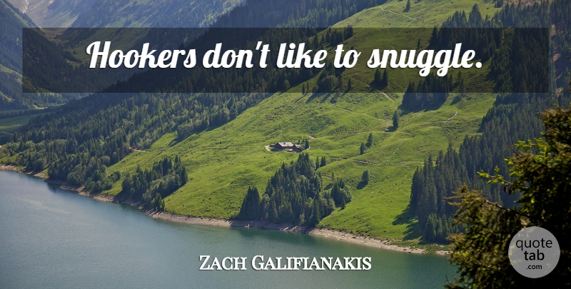 Zach Galifianakis Quote About Funny, Humor: Hookers Dont Like To Snuggle...