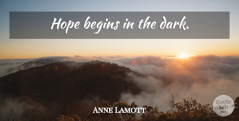 Anne Lamott Quote About Inspirational, Dark: Hope Begins In The Dark...