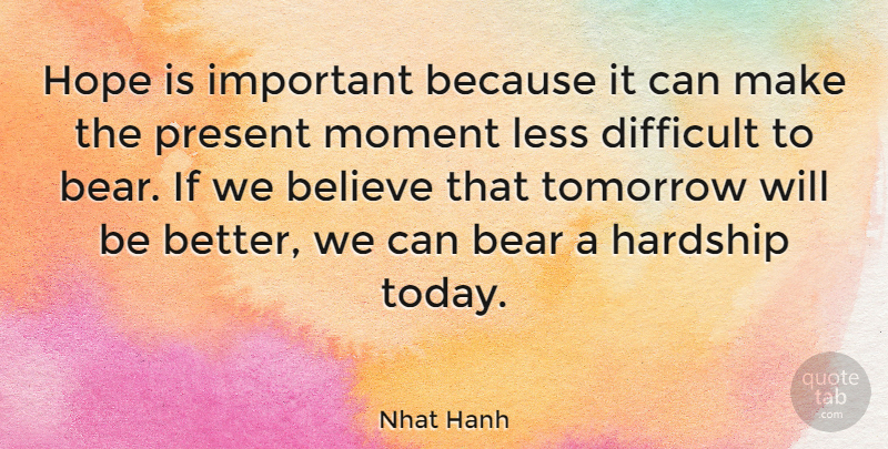 Nhat Hanh Quote About Positive, Uplifting, Hope: Hope Is Important Because It...