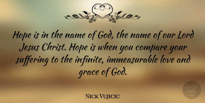 Nick Vujicic Quote About Jesus, Names, Grace: Hope Is In The Name...