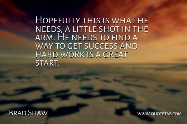 Brad Shaw Quote About Great, Hard, Hopefully, Needs, Shot: Hopefully This Is What He...