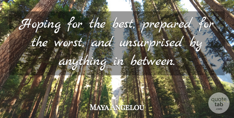 Maya Angelou Quote About Inspirational, Success, Personal Growth: Hoping For The Best Prepared...