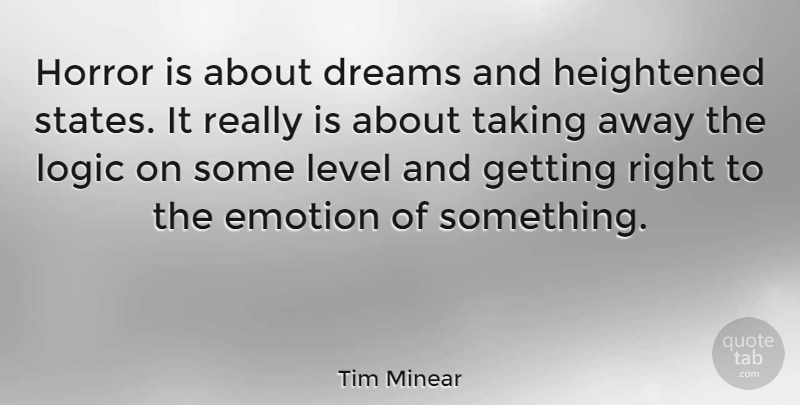 Tim Minear Quote About Dreams, Horror, Level, Taking: Horror Is About Dreams And...
