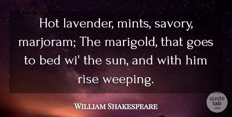 William Shakespeare Quote About Vegetables, Hot, Herbs: Hot Lavender Mints Savory Marjoram...