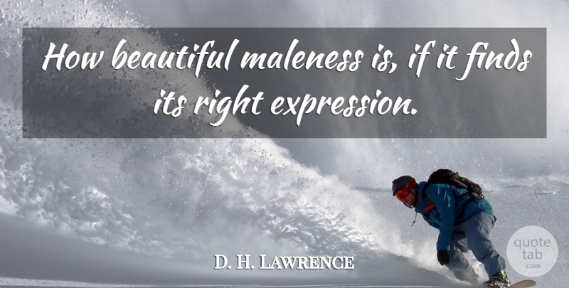 D. H. Lawrence Quote About Beautiful, Expression, Masculinity: How Beautiful Maleness Is If...