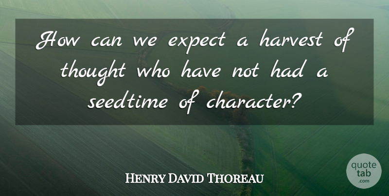 Henry David Thoreau Quote About Character, Harvest: How Can We Expect A...