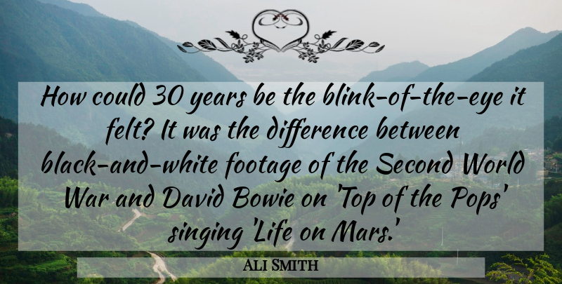 Ali Smith Quote About Bowie, David, Difference, Footage, Life: How Could 30 Years Be...