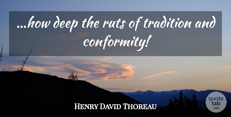 Henry David Thoreau Quote About Ruts, Conformity, Tradition: How Deep The Ruts Of...